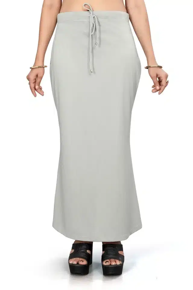 Lycra Solid Saree Petticoat for Women (Light Grey, M)