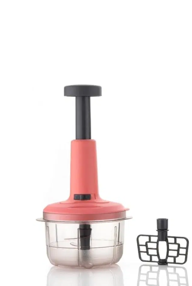 Plastic 2-in-1 Push Vegetable and Fruit Chopper, Multicolor, 900 ml