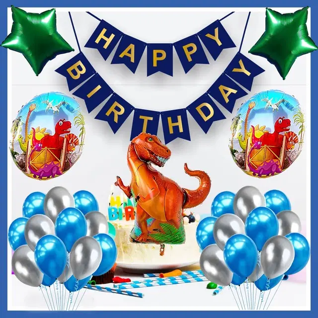 Jurrasic Park Theme Birthday,Navy Blue,Set Of 1