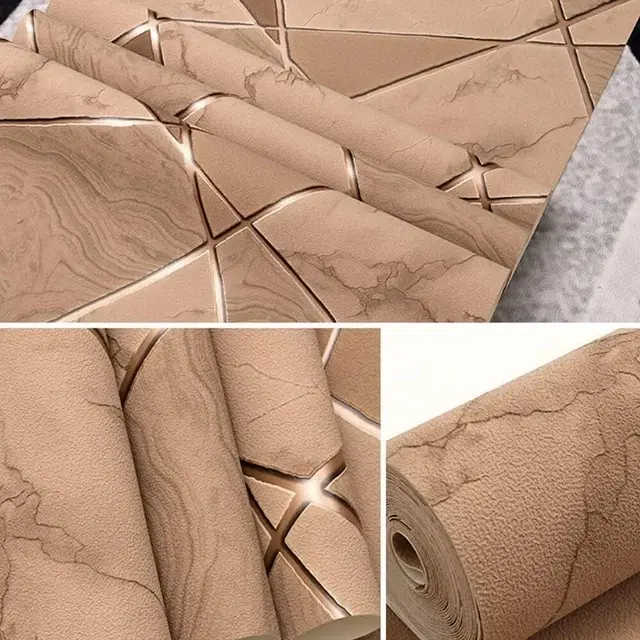 Pvc Vinyl Diy Self Adhesive Decorative Peel Stick Wallpaper For Living Room & Hall 45x304cm (Marble Brown)
