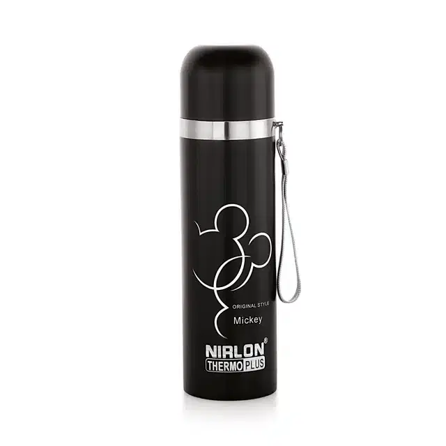 Stainless Steel Double Wall Vacuum Insulated Water Bottle, Black, 500 ml