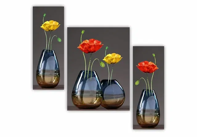 Akarts Floral painting for decoration set of 3 15x18in