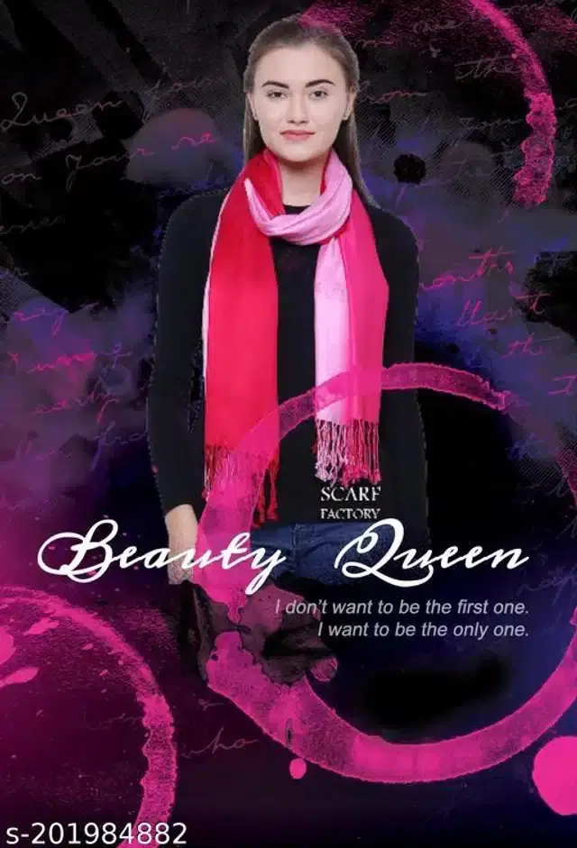Silk Scarf for Women (Pink & Red, 1.8 m)