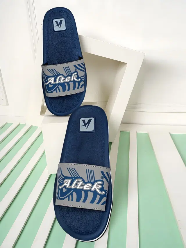 Sliders for Men, Navy Blue (8)