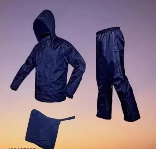 Polyester Solid Rainsuit for Men, Black, XL