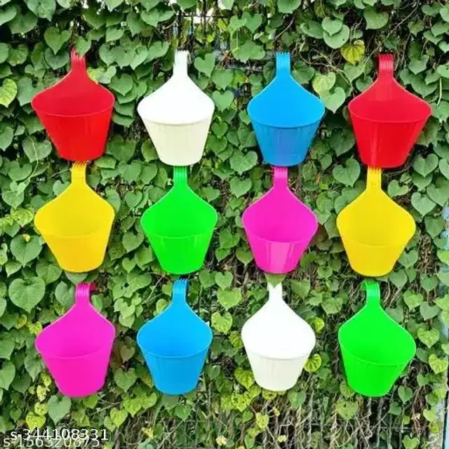 Plastic Hanging Planters, Multicolor, Pack of 12