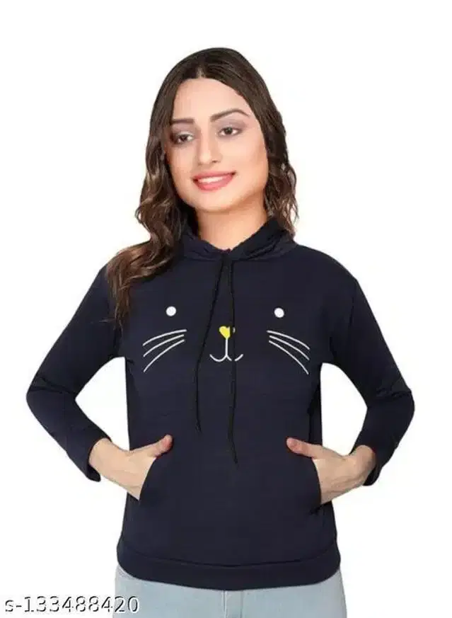 Full Sleeves Hoodie for Women (Navy Blue, S)