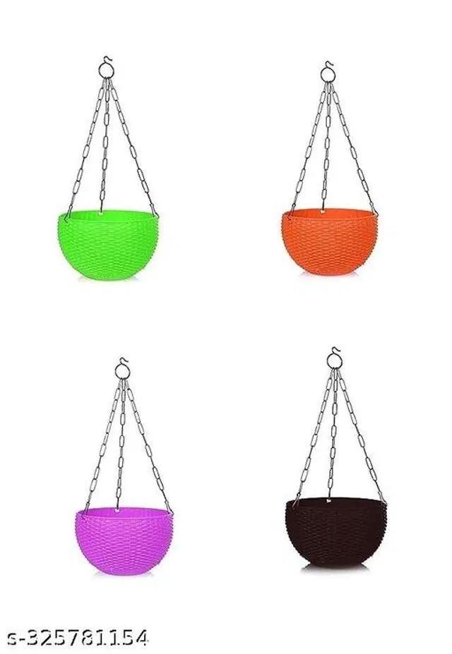 Plastic Hanging Planter, Multicolor, Pack of 4