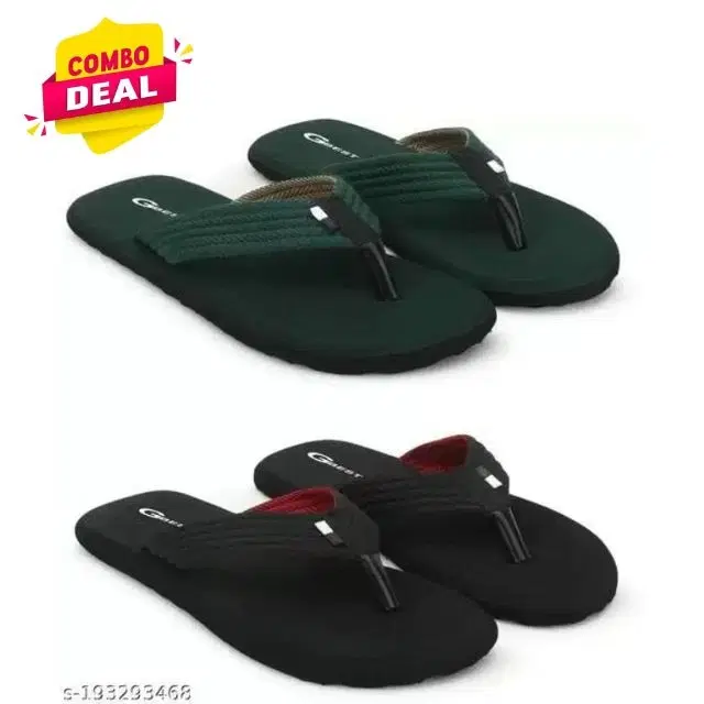 Extra Comfort Slippers for Men, Pack of 2, Green & Black (9)