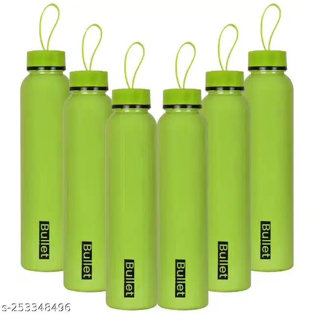 Plastic Water Bottles Set, Pack of 6, Green, 1000 ml