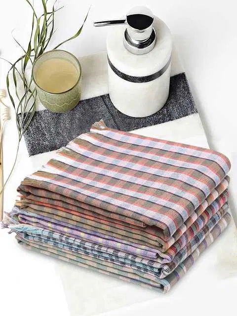 Klotthe Assorted Striped Cotton Bath Towels, Set Of 5, 80X150 Cm, Multicolor, K-151