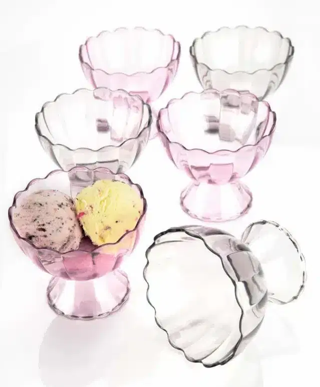 Plastic Ice Cream Bowls Set, Multicolor, Pack of 6