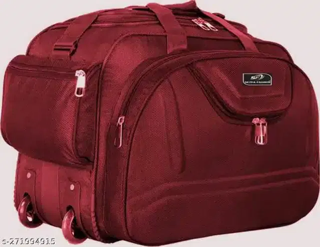 Nylon Strolley Duffel Bag, Maroon, 55 L