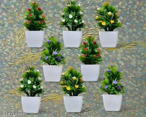 Plastic Artificial Flowers, Multioclor, Pack of 8