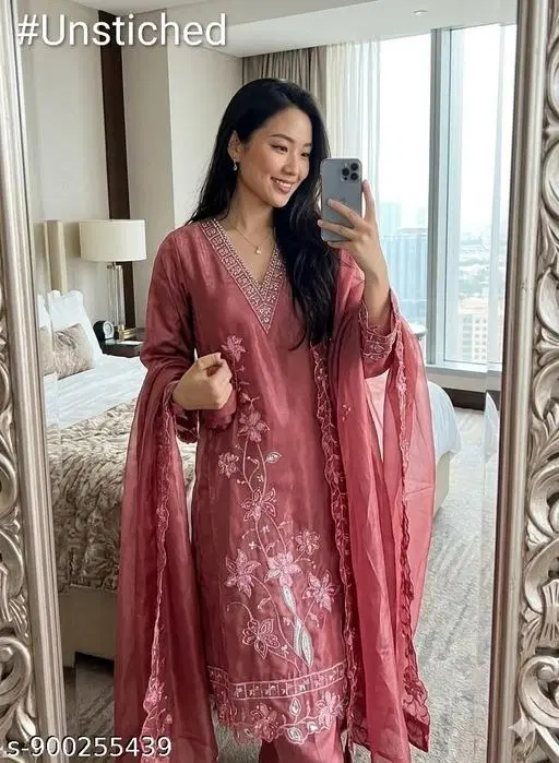 Silk Blend Punjabi/All Over Suits for Women (7.05 meter (4XL)