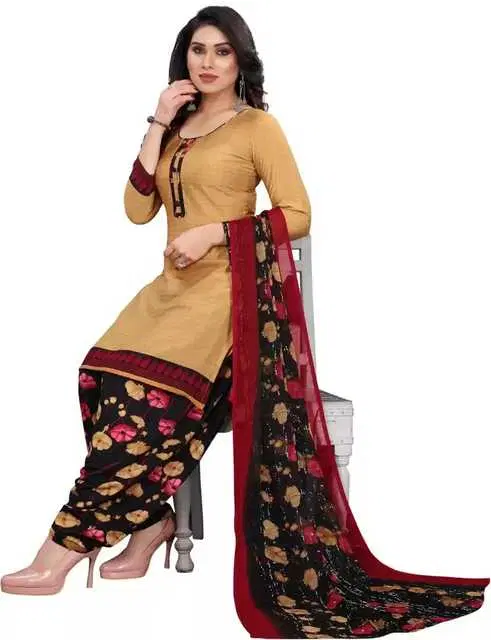 Sharda Creation Women's Dress Material (Beige) (SC05)