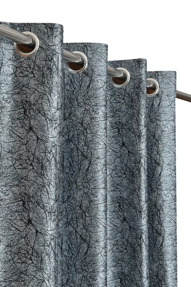 Polyester Printed Curtain for Door & Window, Grey, 5 Feet