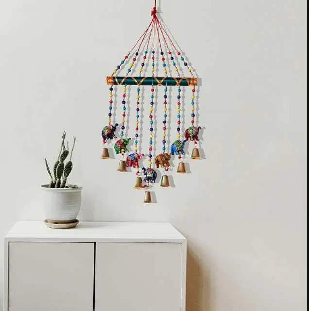 Wooden Bamboo Windchime For Living Room & Bedroom Decoration, Pack Of 1, Multicolor, RS-030