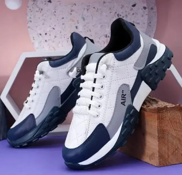 Sneakers for Men (White & Navy Blue, 8)