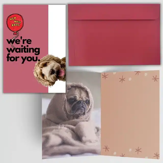 Get Well Soon Printed Card with Envelope, Multicolor, Set of 1