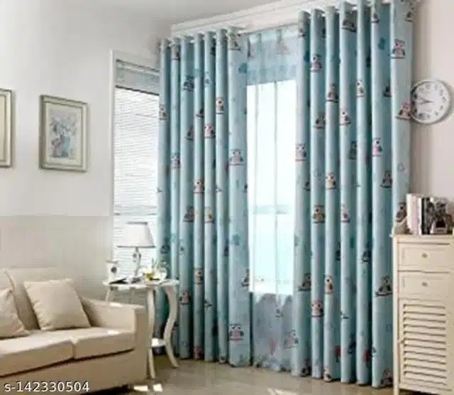 Polyester Window Curtain, Multicolor, 5 Feet, Pack of 2