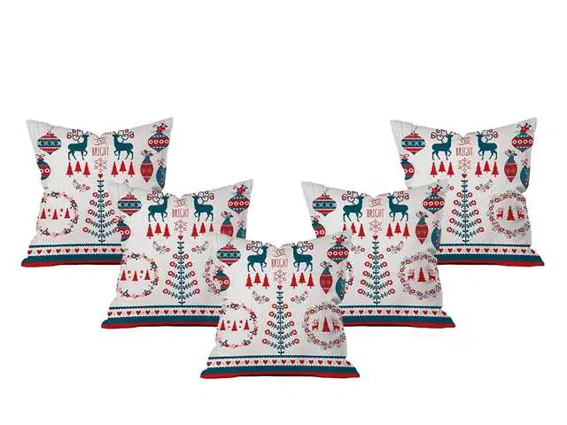 Cushion cover with zip Closure, Set of 5, 16 X 16 Inches, Multicolor, A-336