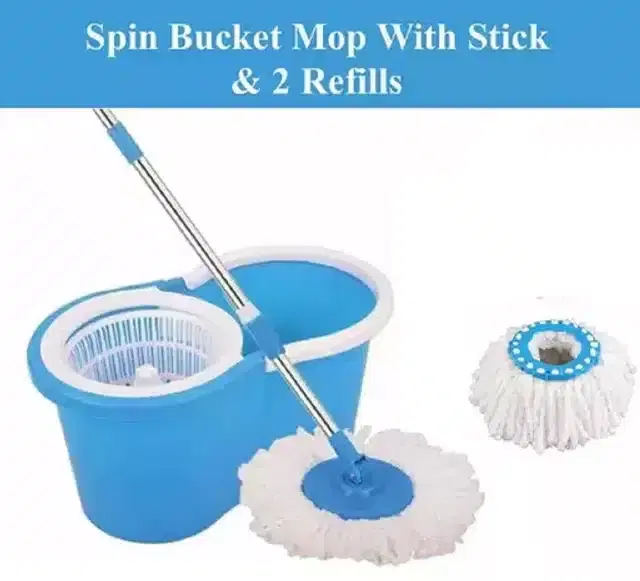 Bucket Mop with Refill, 2 Pcs, Set of 1, Blue