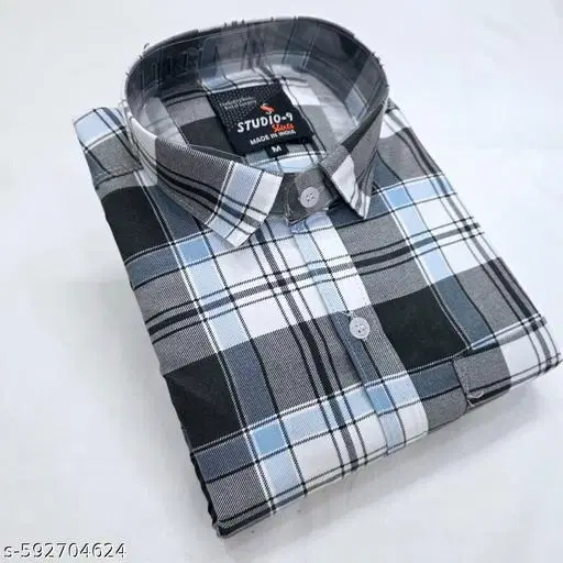 Cotton Blend Checked Shirt for Men, Multicolour (L) Pack of 1