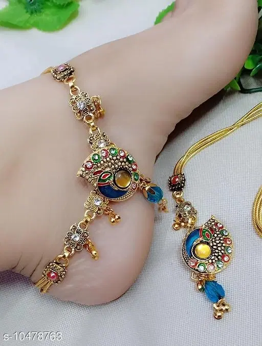 Anklet Multicolor Free Size Anklets & Toe Rings for Women