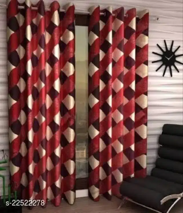 Curtains for Door, Maroon, 7x4 feet, Pack of 2