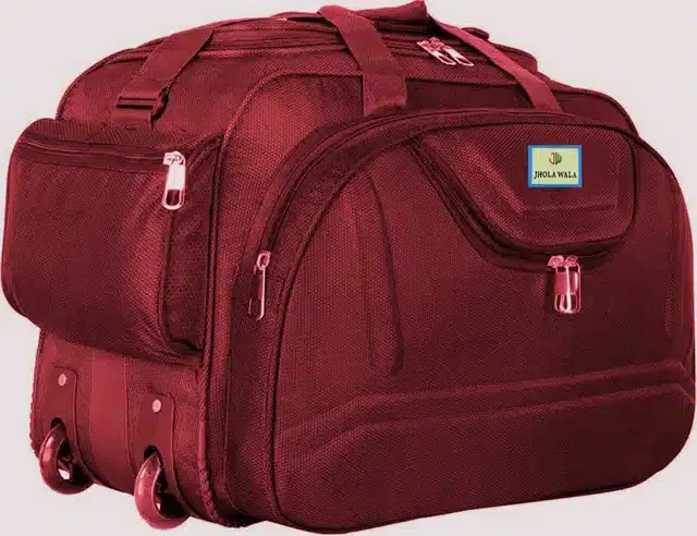 Synthetic Traveling Luggage Bag with Wheels, Maroon,60 L