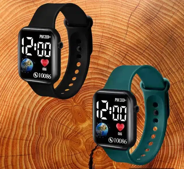Digital Watch for Men & Women, Pack of 2 (Multicolor)