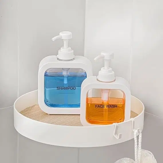 Plastic Refillable Liquid Soap Dispenser for Bathroom, Multicolor, 300 ml, Pack of 2