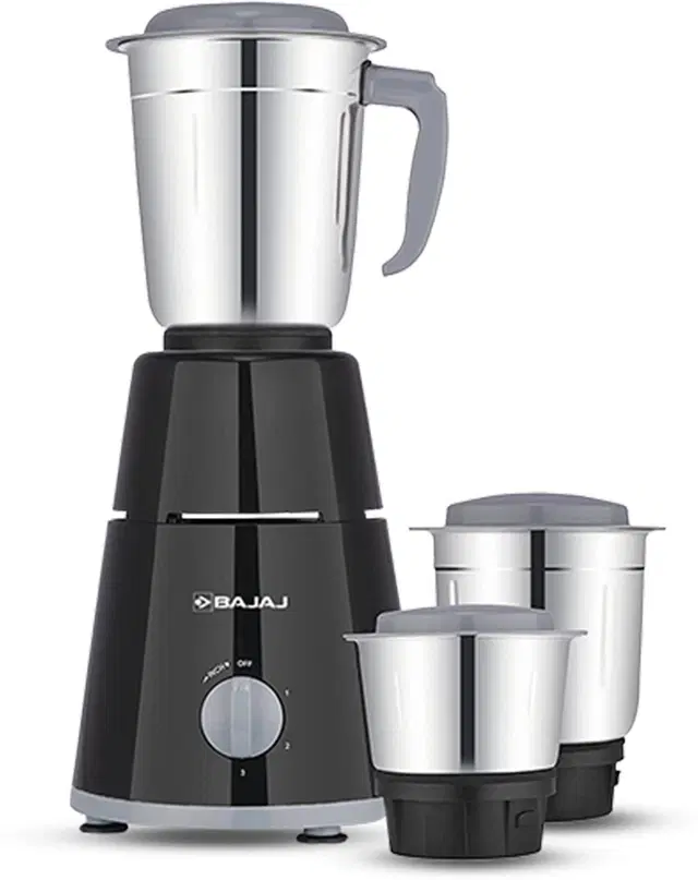 BAJAJ GX 1 500 W Juicer Mixer Grinder (GX1 Black | 3 Jars | Black)