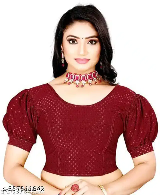 Half Sleeves Blouse for Women (Maroon, 30 Alterable)