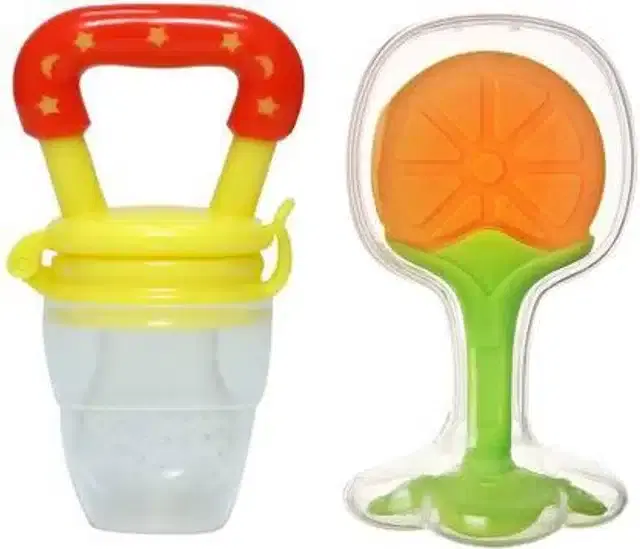 Silicone Fruit Feeder with Teether for Kids, Multicolor, Set of 2