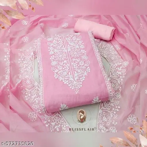 Cotton Punjabi Unstitched Suit for Women (Pink)