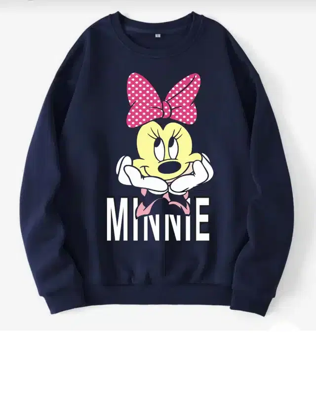 Fleece Printed Sweatshirt for Girls (Navy Blue, 4-5 Years)