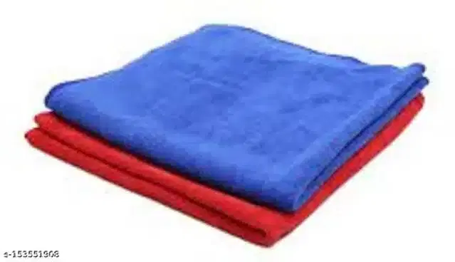 Microfiber Bath Towel, Red & Blue, 40x40 cm, Pack of 2