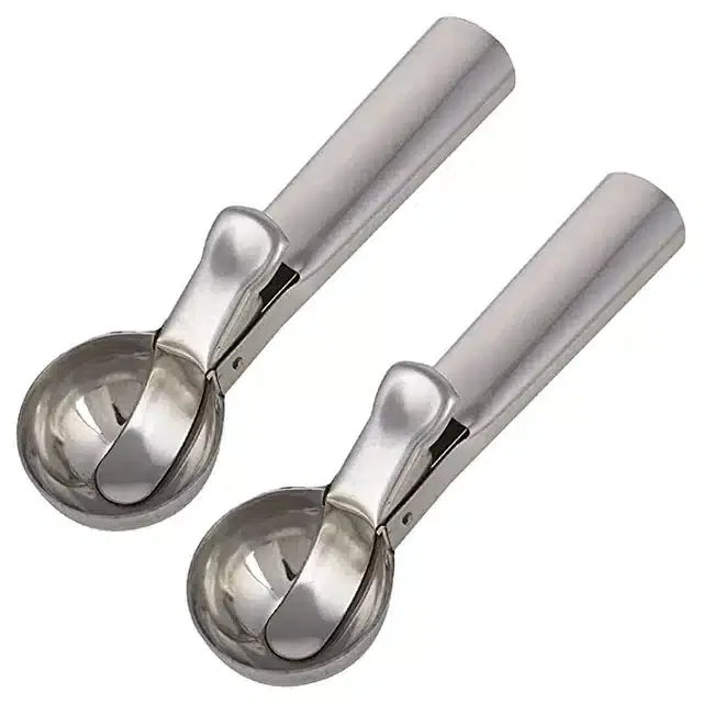 Stainless Steel Ice Cream Scoopers, Silver, Pack of 2