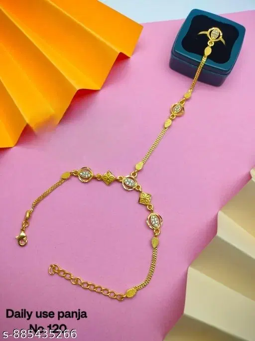 Hath Panja Bracelet for Women (Gold, Free Size)