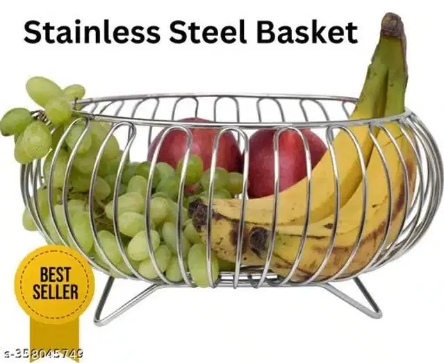 Stainless Steel Fruit cum Vegetable Basket, Silver