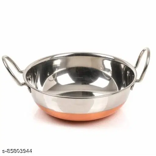 Stainless Steel Kadai, Silver, 3000 ml