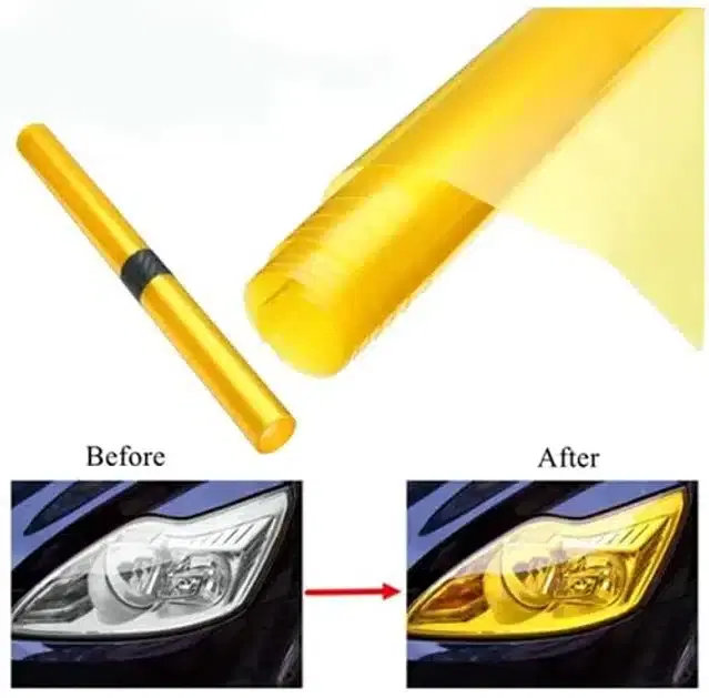 Headlight Adhesive Fog Film, Yellow, Pack of 10