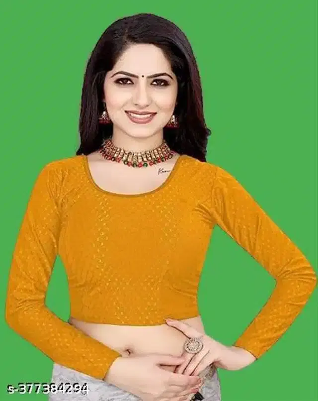 Full Sleeves Blouse for Women (Yellow, 28)