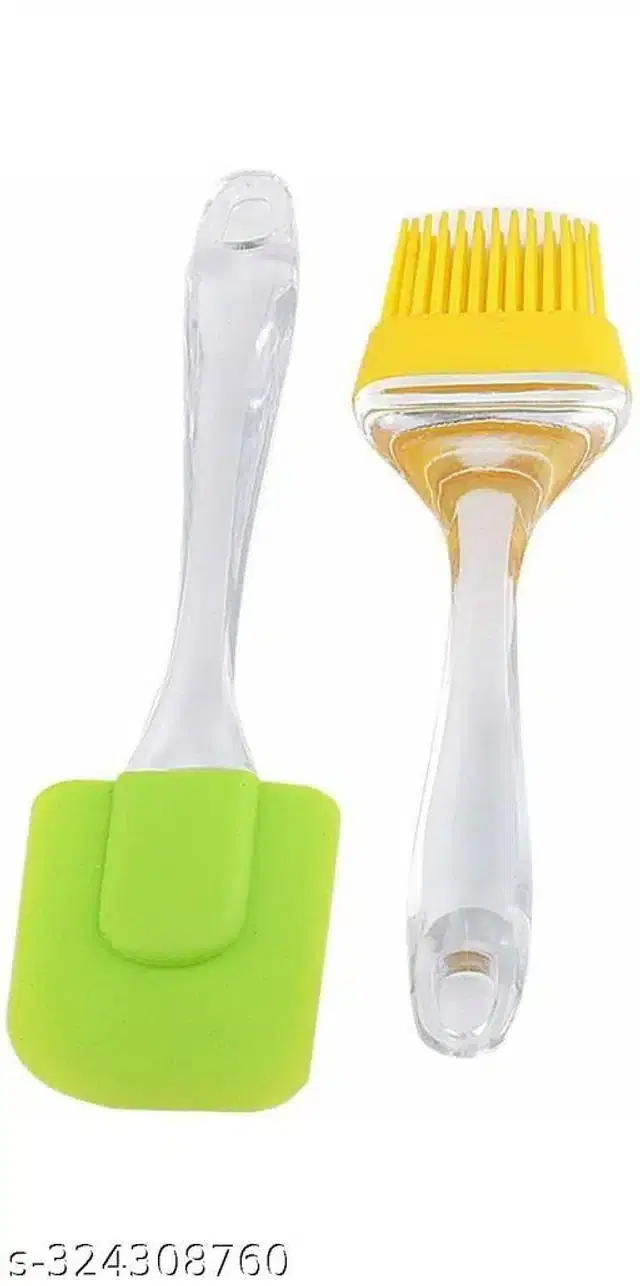 Silicone Spatula with Oil Brush, Multicolor, Set of 2
