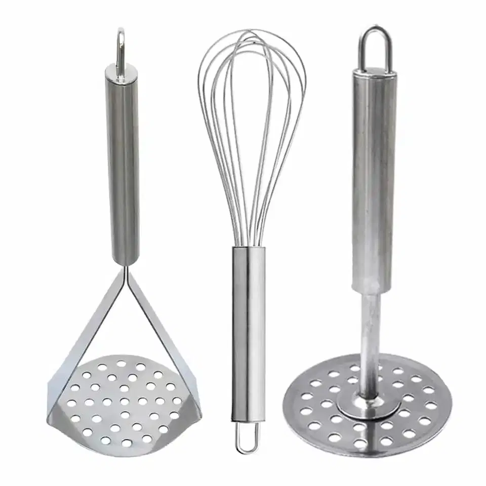 Oc9 Stainless Steel Egg Whisk & Potato Masher For Kitchen Tool Set, Pack Of 2, Oc-196