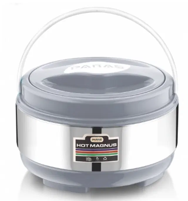 PARAS Hot Magnus Steel Casserole - 1600Ml Casserole,  Grey, Pack Of 1