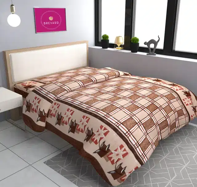 Woolen Printed Single Bed Duvet Cover, Brown, 70x90 Inches