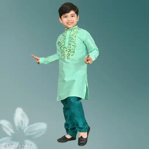 Boys Kurta Set, Green (5-6 Years)
